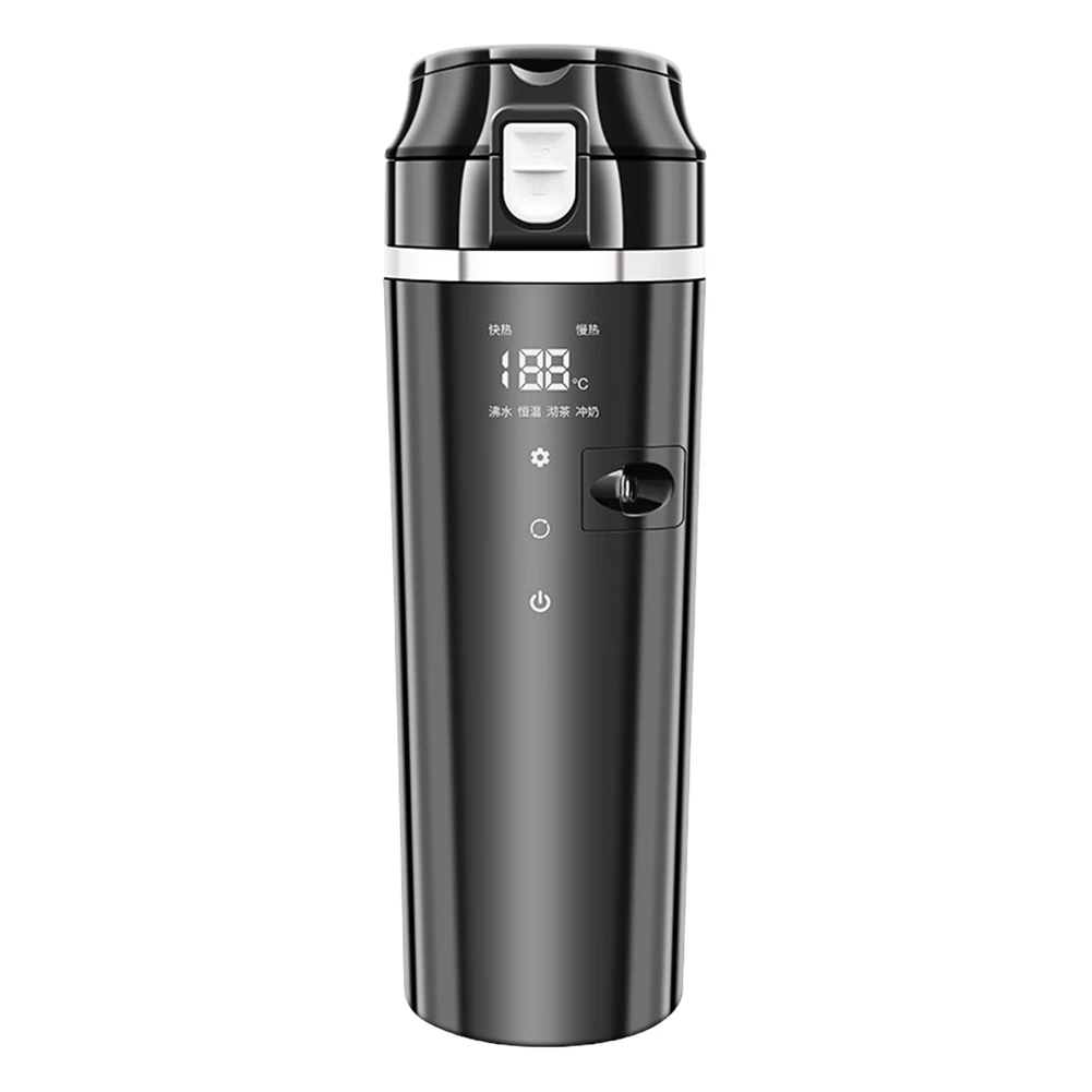 12V/24V 차량용 히팅컵 디지털 LCD 디스플레이 여행용 커피 머그컵 워머 스테인리스 스틸 전기 물컵 휴대용 차량용 히팅컵