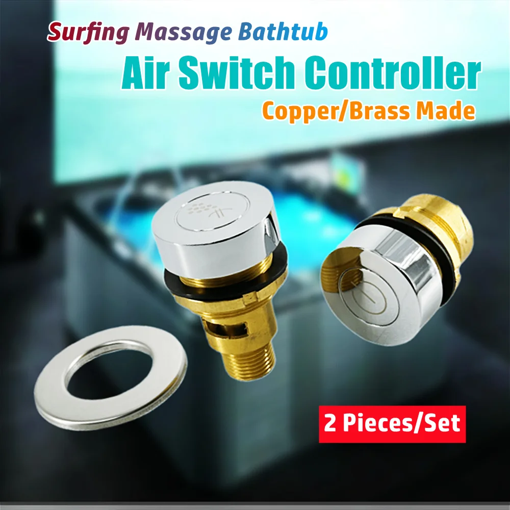 

2PCS/Set Massage Bathtub Copper Surfing Switch Pneumatic Brass Start Button Air Switch Controller With Leakage Protection