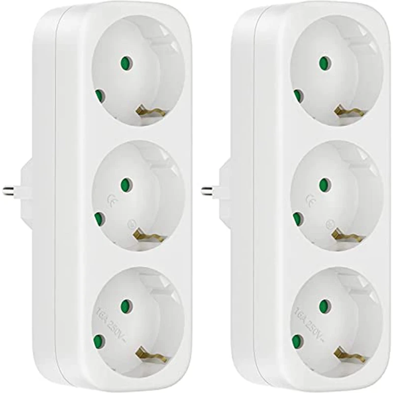 

2 Pack Multi Socket Without Cable 250V/16A Socket Adapter, Portable Sockets EU Plug