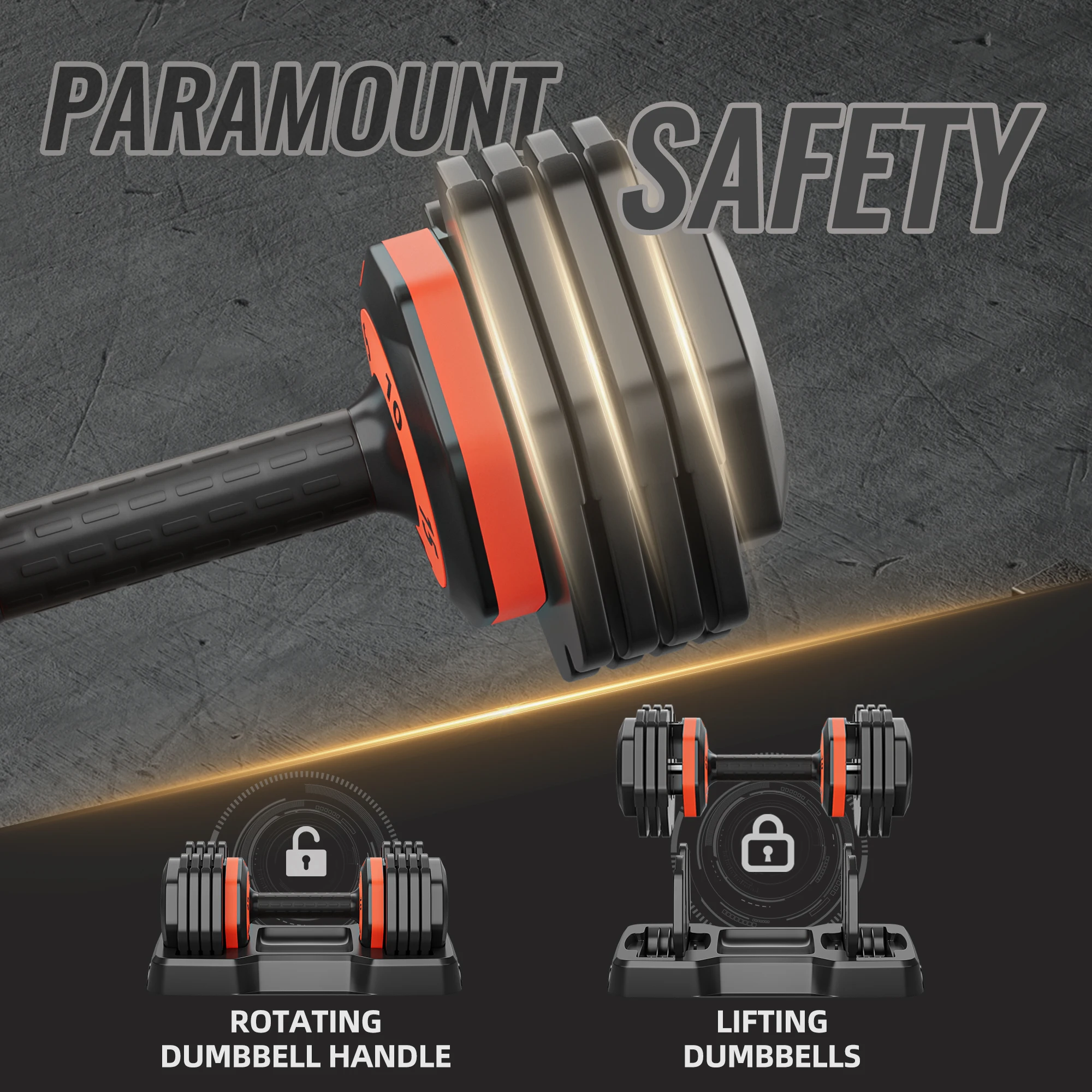 Adjustable dumbbell set 25LB pair /50LB one dumbbell 5 in 1 weight adjustment with non-slip handles for gym workouts