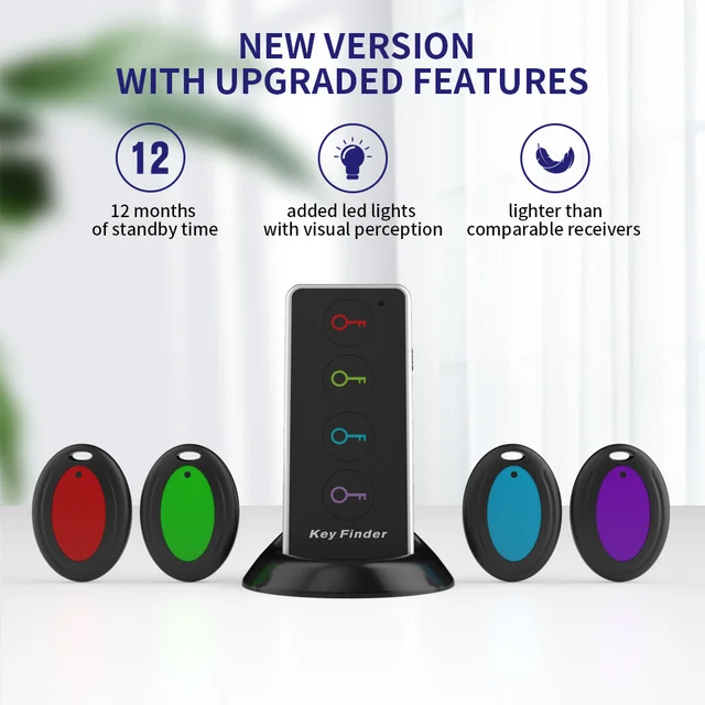Wireless Key Finder Household Lost Tracker Anti Lost Key Finder Remote Control 1 RF Transmitter 4 Receiver Smart Keys Searcher 2