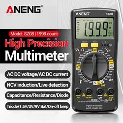 ANENG – multimètre numérique SZ08, 1999 points, testeur professionnel, détecteur RMS, batterie, multifonctionnel, Volt, ammètre 