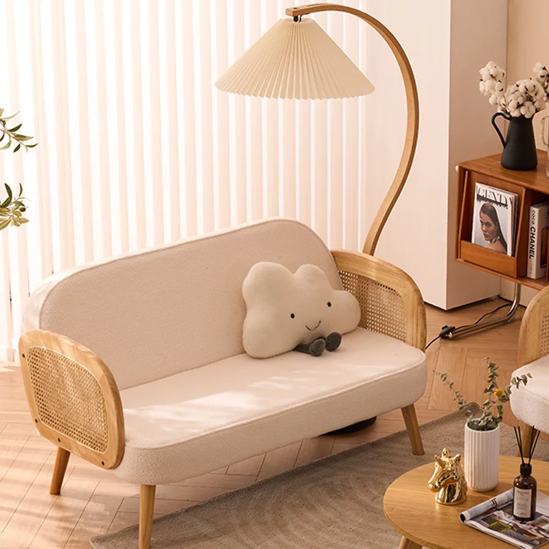 

Nordic 3 Seater Stretch Living Room Sofa Ergonomic Lounge Wood Legs Lamb Swool Armchair Sofa Adults Reading Soft Salon Furniture