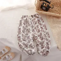 Children Anti-mosquito Pants Summer Thin Breathable Kids Loose Casual Pants Girls Baby Korean Printed Love Cartoon Bear Trousers 2