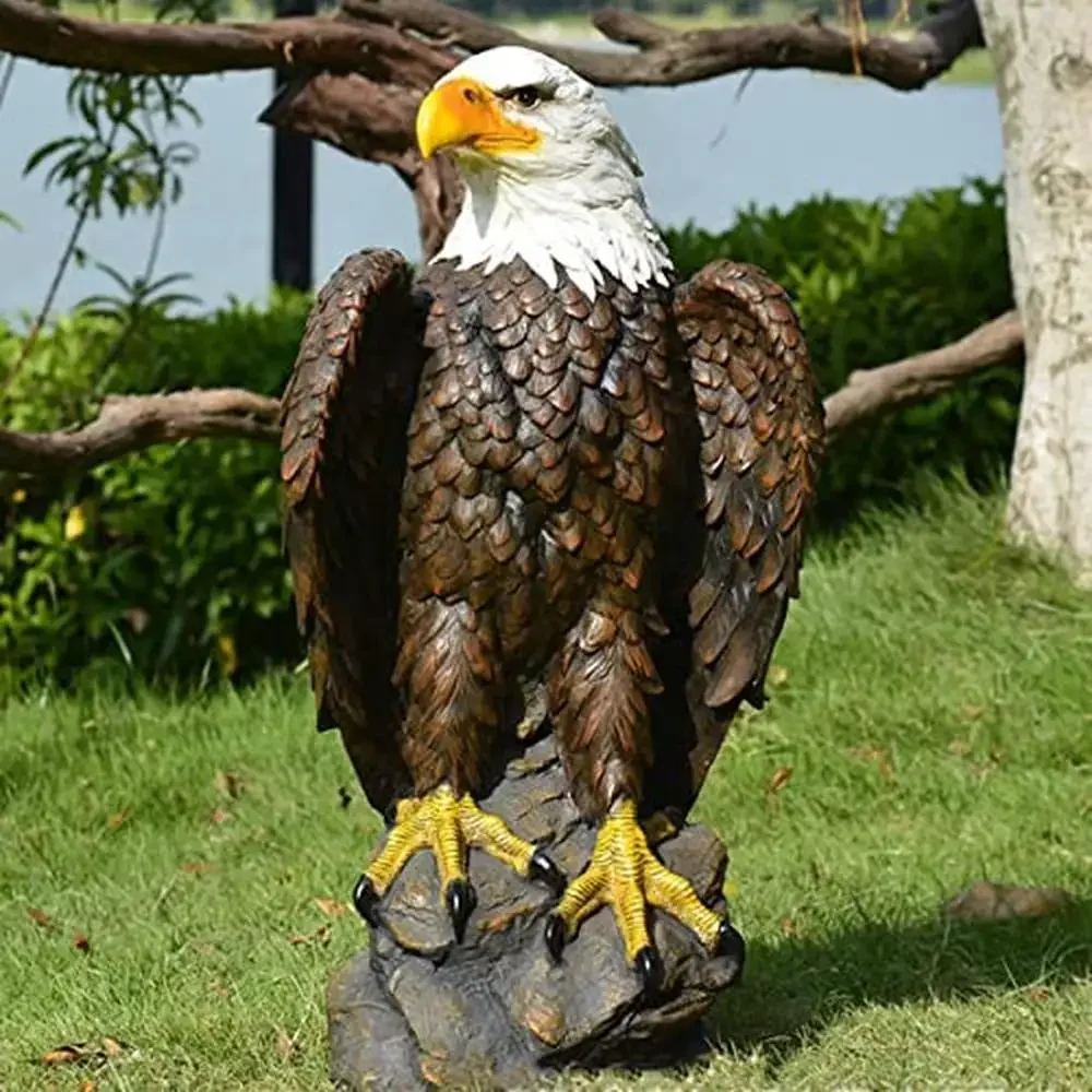 American Bald Eagle Hanging Bird Statue Hand-Painted Resin Decor Garden and Yard Majestic Flight of Freedom Statue Weatherproof