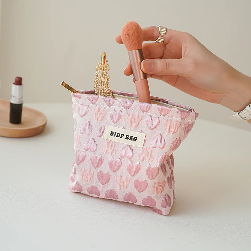 Women's Cosmetic Bag Small Pink Love Money Cosmetics Storage Bag