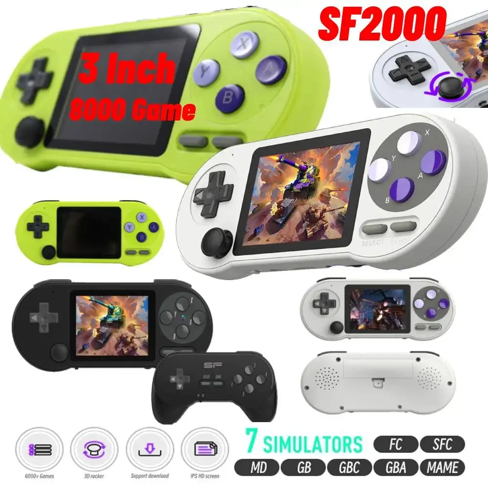 RuiyiF Data Frog SF2000 Consola de juegos, pantalla HD de 3 pulgadas, 6,000 juegos (blanco RuiyiF Data Frog SF2000 Consola de juegos, pantalla HD de 3 pulgadas, 6,000 juegos (blanco