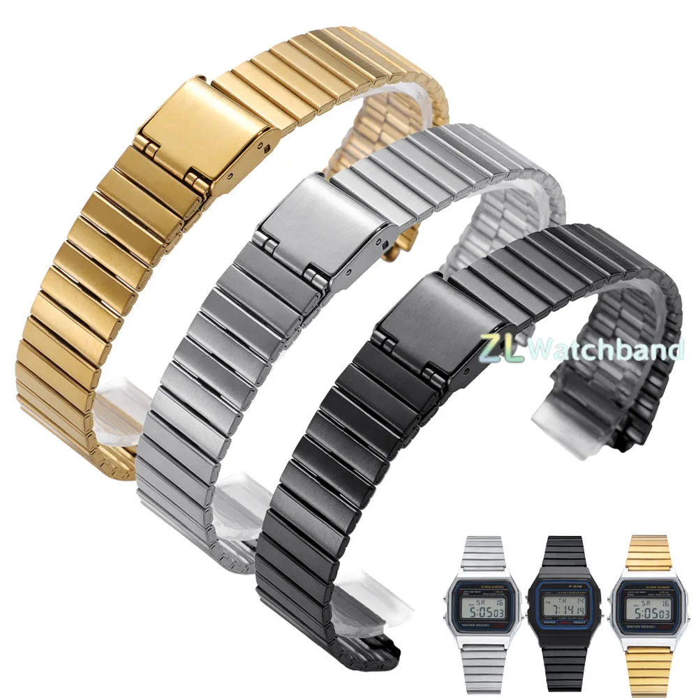 Universal Stainless Steel Watch Strap - Premium Metal Gold & Silver Replacement Wristband