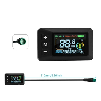 Display LCD per E-Bike 24V 36V 48V 60V con Cavo Interfaccia a 5 Pin Impermeabile in ABS per Manubrio Bicicletta Elettrica