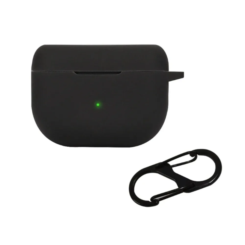 Shockproof Silicone Earphone Case with Hook - Solid Color, Anti-Scratch Protective Shell
