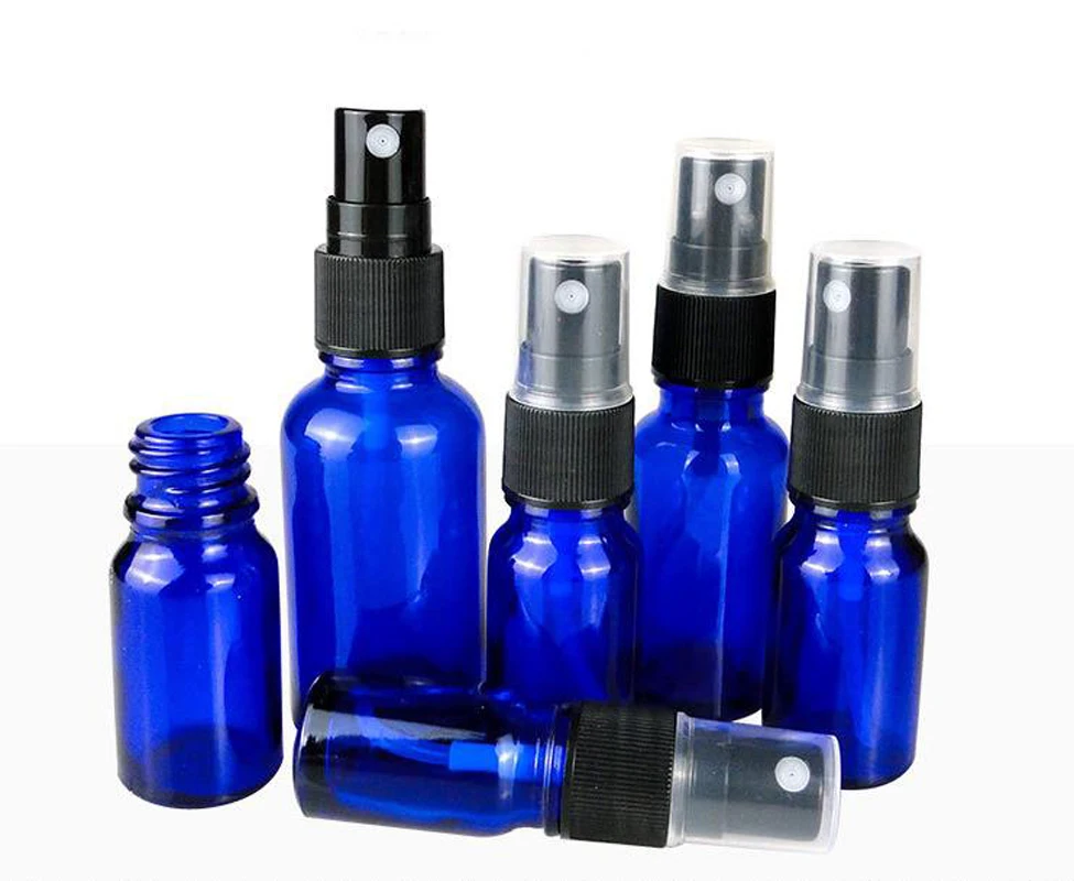 5X 10X 5/10/15/20/30/50/100ML BlueGreen Clear Amber Glass Spray Bottle Essential Oil Sprayer Portable Refillable Travel Bottl