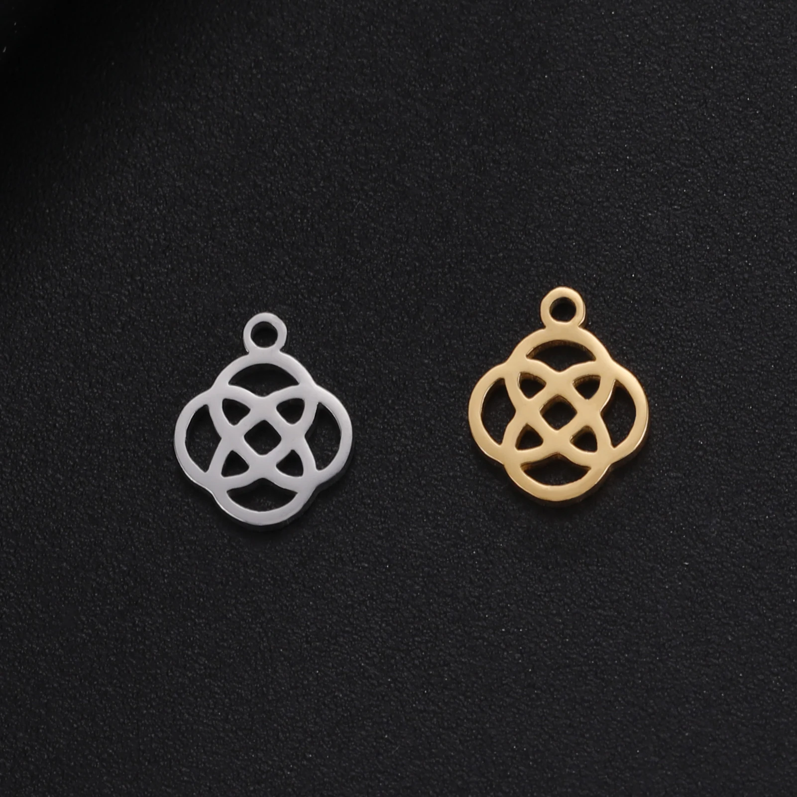 5PCS kreisförmiger keltischer Knoten Charm Edelstahl Hohl Charm Schmuck Anhänger handgemachte DIY Ring Ohrring Geschenk – Detail 2