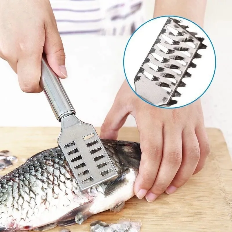 Fish Scale Scraper Stainless Steel Fast Cleaning Fish Peeler Scale Remover Seafood Crackers Fish Scaler Cleaner Planet Skin Brush Scraper Tool