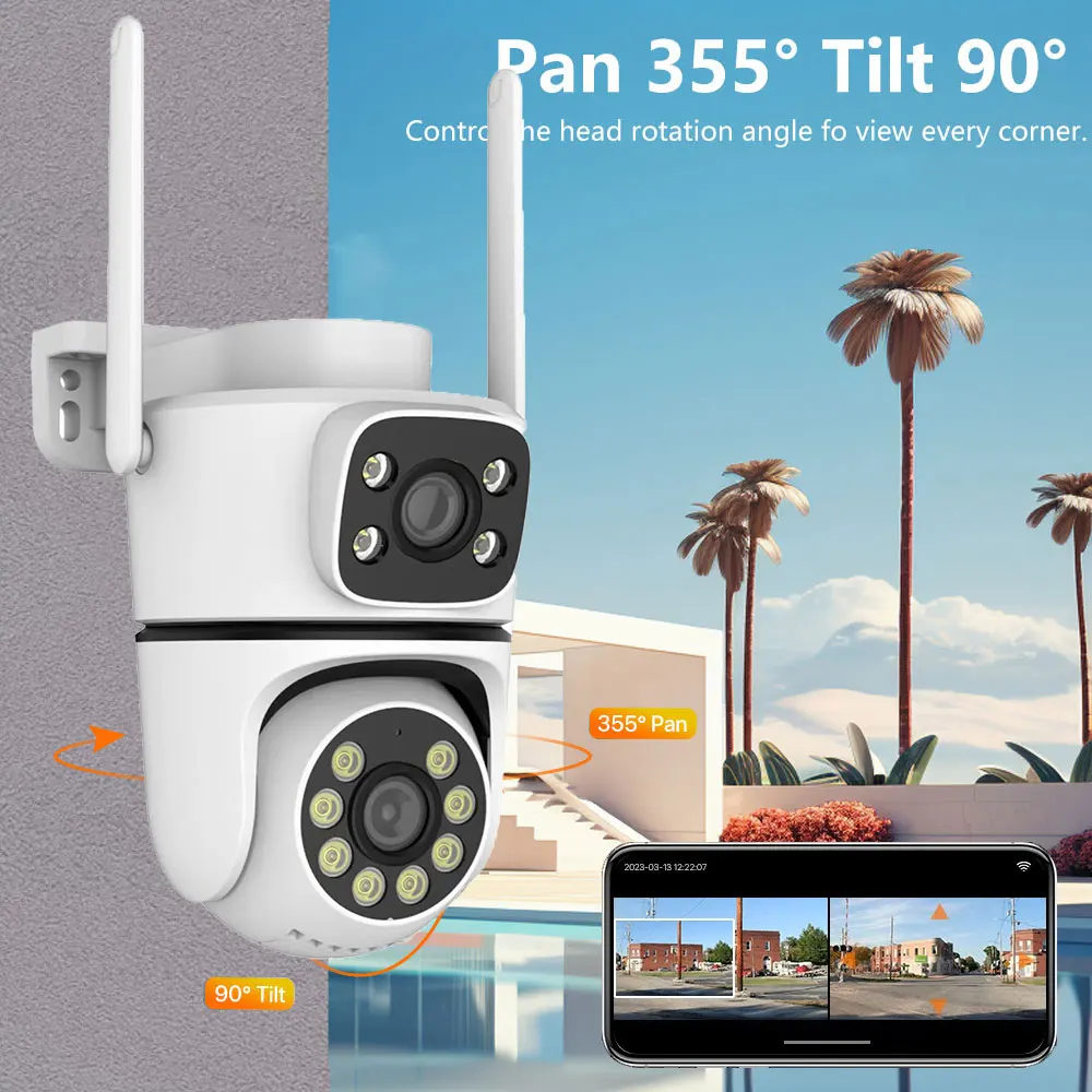Tuya 5G Wifi Outdoor Camera 10MP HD Dual Lens Dual Screen PTZ Camera Home Security Protection Auto Tracking Video Surveillance