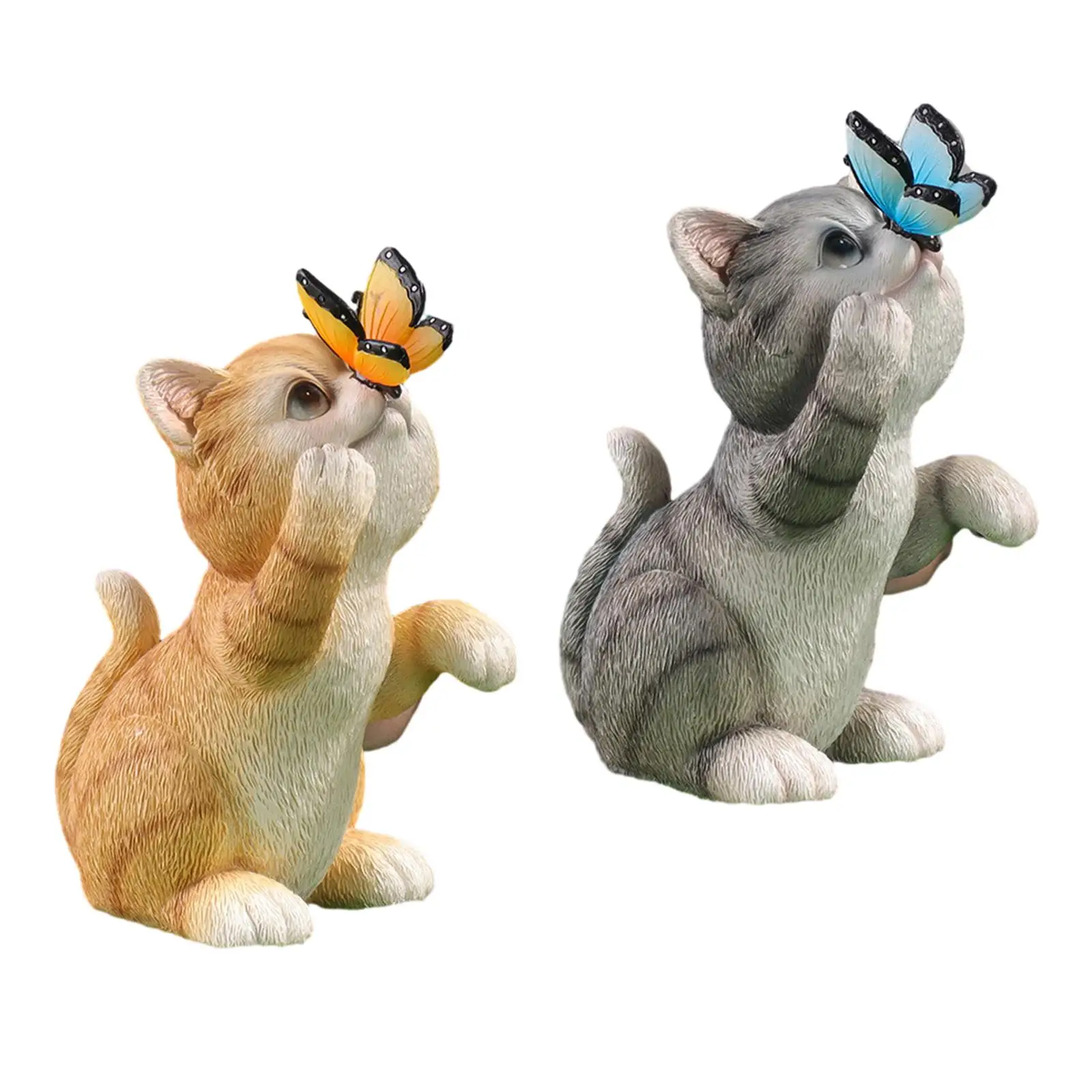 

Cartoon Garden Cat Statue Solar Energy Light Realistic Waterproof Animal Sculpture Decoration Kitten Figurine for Garden Outdoor