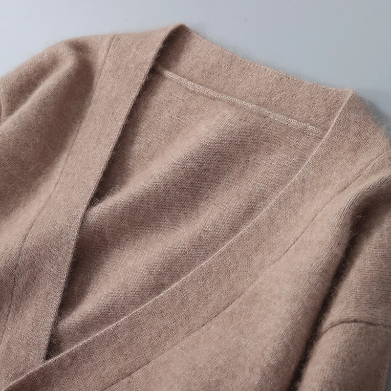 2023 Autumn Winter New Cardigan Men's V-Neck Top 100% Mink Cashmere Knitted Sweater Casual Loose Large Long Sleeved shirt Jacket 5