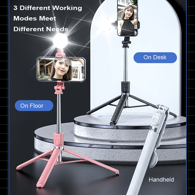 1.75M Long Extended Bluetooth Wireless Selfie Stick Live Broacast Stream Stand Holder Tripod Foldable Fill Light For Smartphones,selfie stick tripod,selfie stick,mobile phone holder,sports camera selfie stick,cell phone selfie stick,smartphone selfie stick,phone selfie tripod,smartphone shooting holder