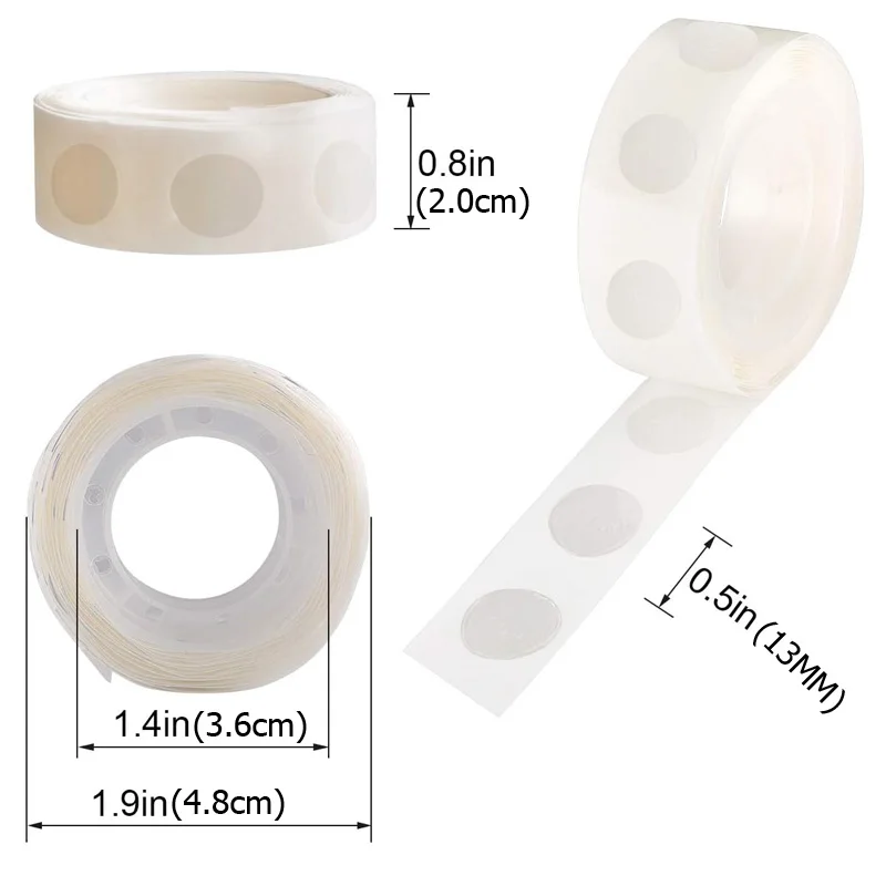 200Pcs Round Double Sided Adhesive Tape Dots Clear Removable