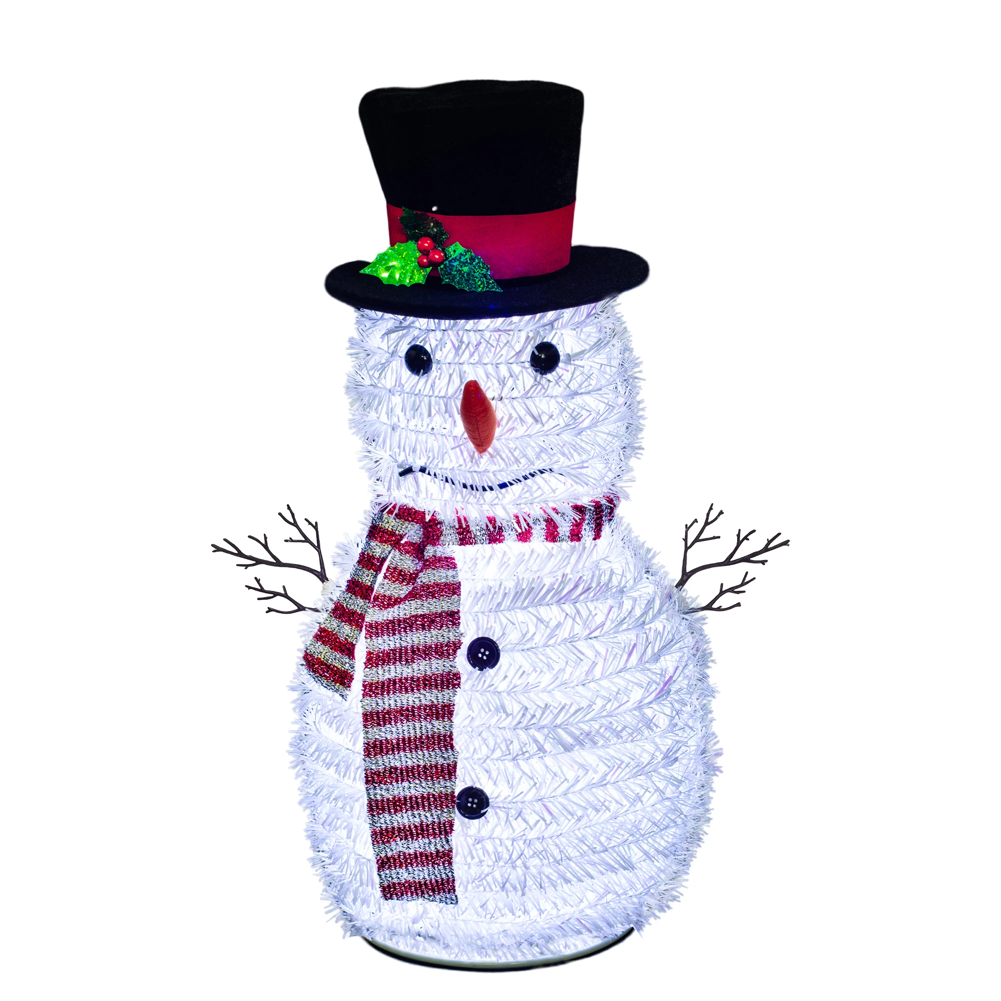 Muñeco de nieve de mesa iluminado en blanco frío de 60 cm de alto, decoración interior para Navidad