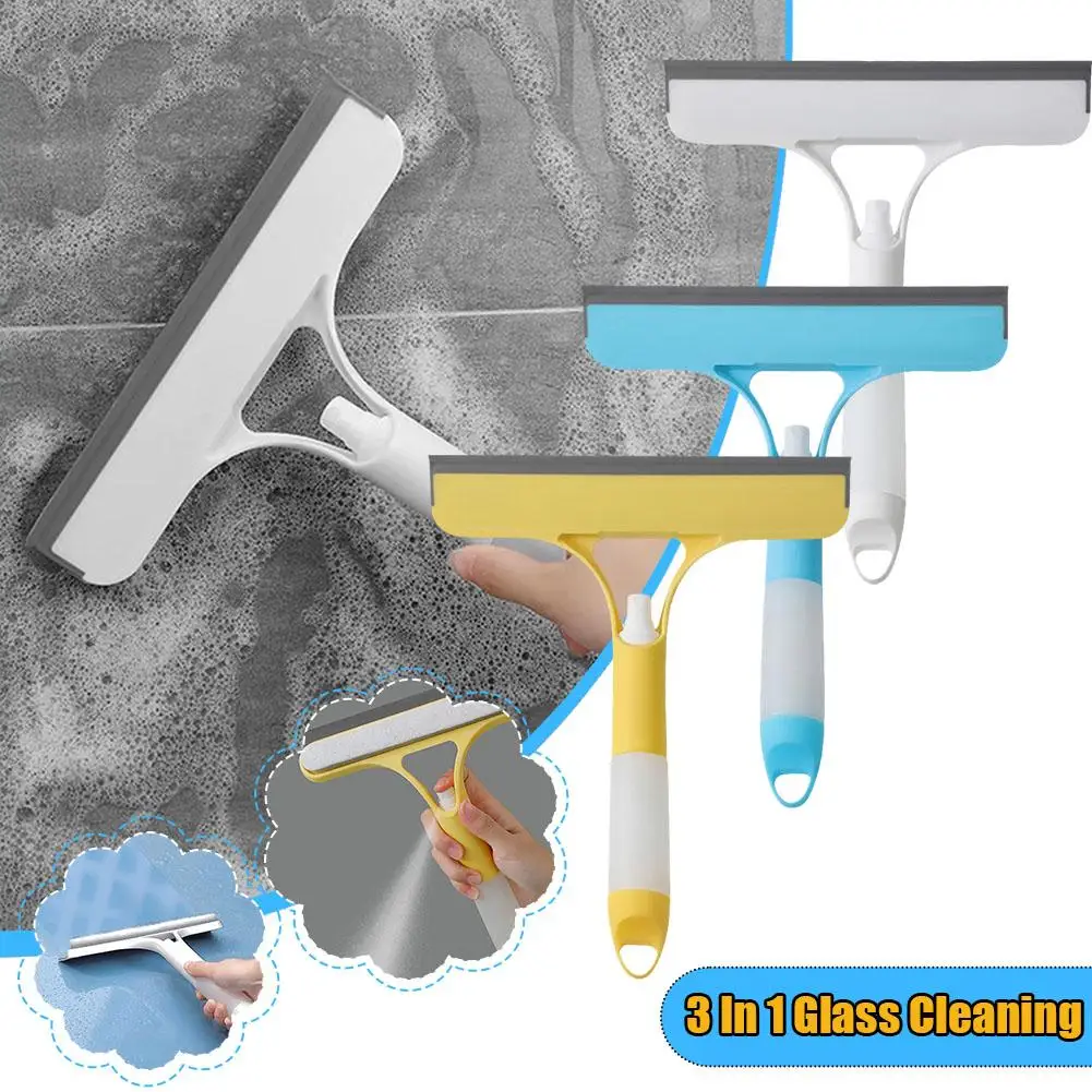 Shower Squeegee Double Sided Water Spray Window Cleaning Accessories Rubber Wiper For Shower Glass Door Bathroom Window