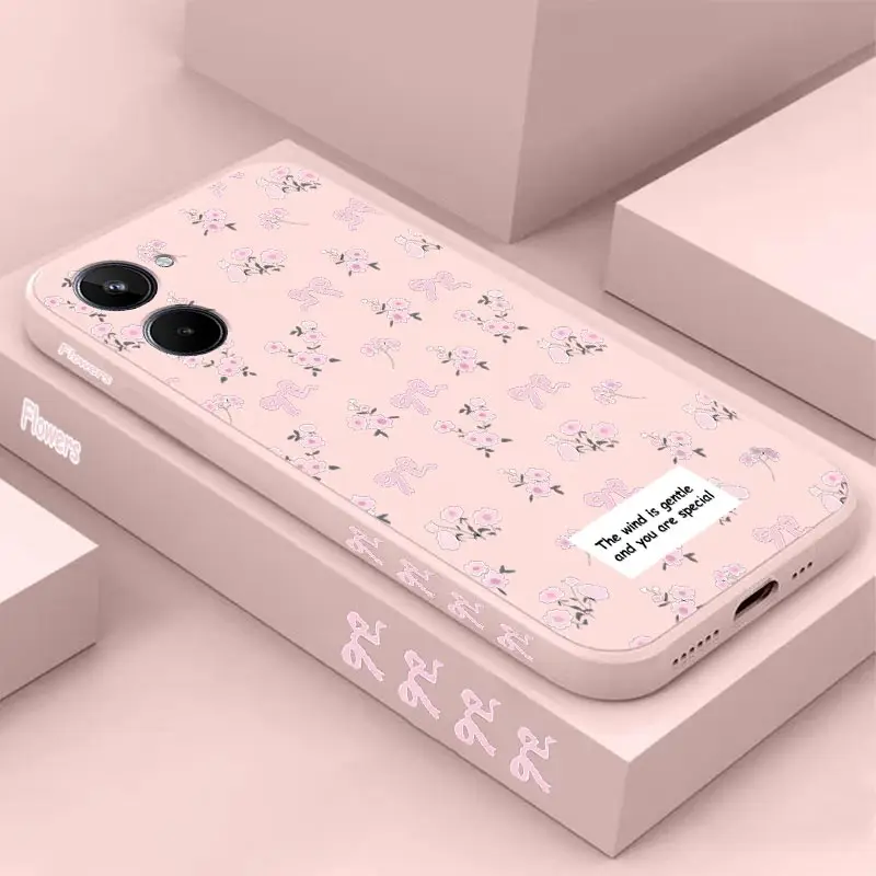 Elegant Pink Floral Silicone Phone Case Cover