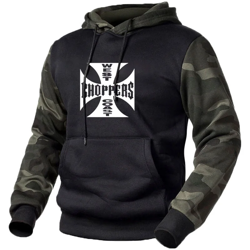 

Autumn New Men's Pullover West coast logo print High Quality Oversized Fleece Men's Hoodie Casual sports colorblock men's Hoodie