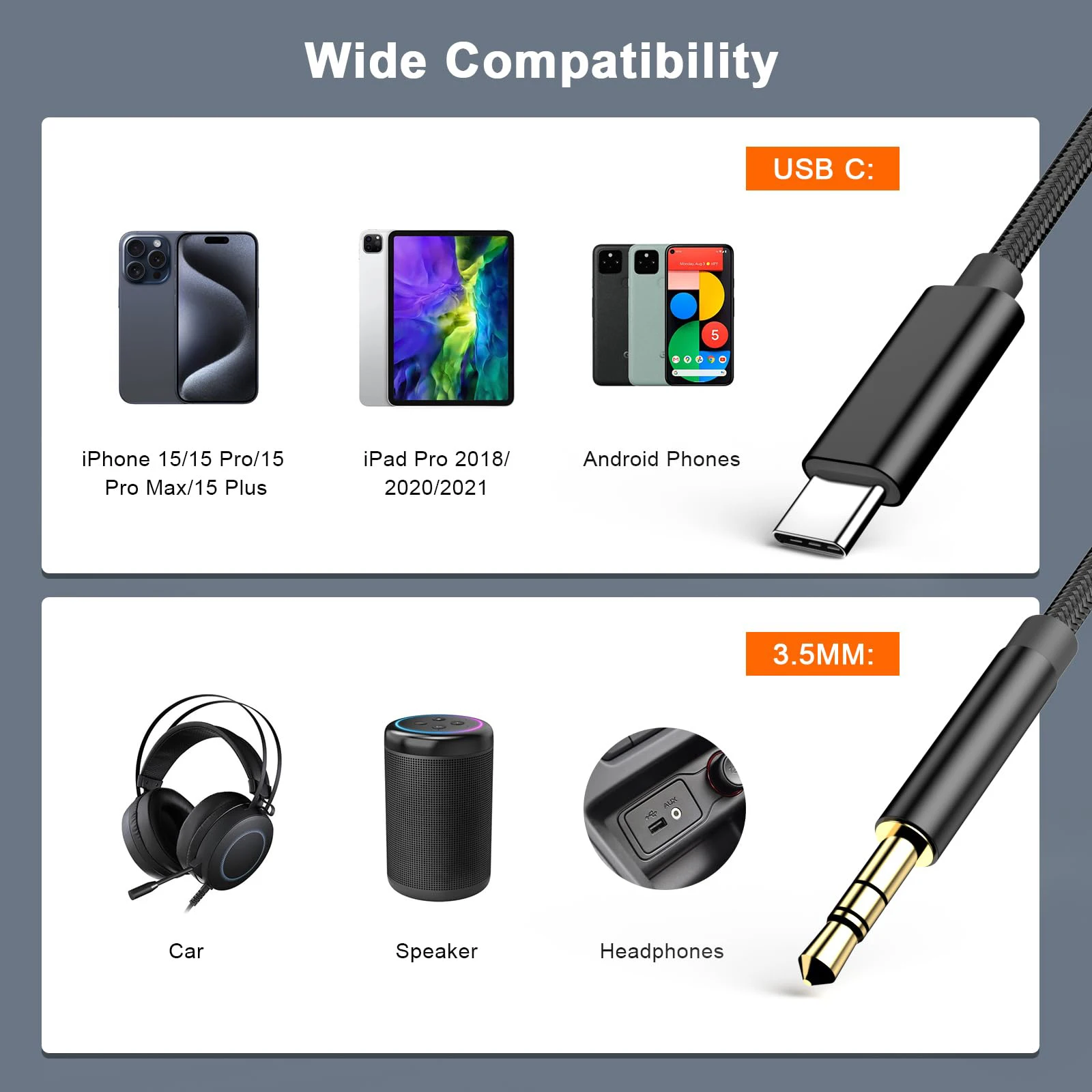 3.5mm Audio Cable Usb To 3.5mm Adapter Type C To 3.5mm Adapter Type C Aux Adapter Type C Adapter Type C To Aux Adapter Audio Earphone Converter Audio Headphone Adapter 3.5mm Audio Adapter Type C To 3.5mm Car Audio Auxiliary Cable Compatible With IPhone 15 Series Samsung Xiaomi Redmi