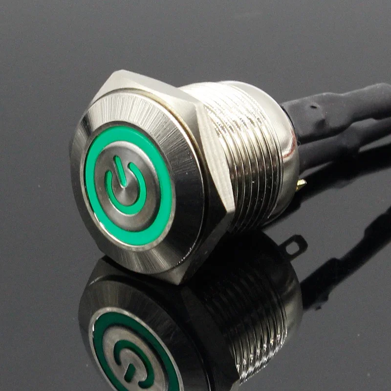 1 개 16MM LED 3V 5V 12V 24V 220V 금속 버튼 스위치 순간 푸시 버튼 자동 재설정 방수 조명