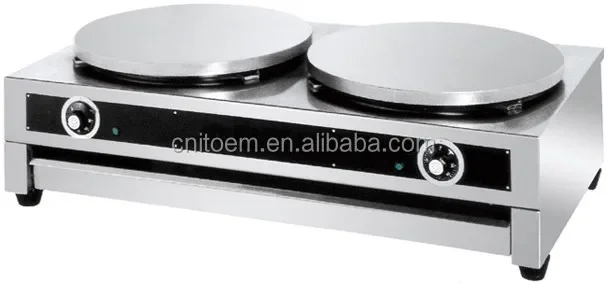 C2R Double Plate Pancake Machine Stainless Steel Gas Commercial Crepe Maker 3