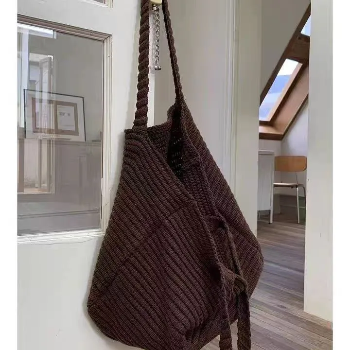 Fashion Leisure Soft knitted Solid Color Women's Shoulder Bag Large Capacity Female Crossbody Bag For Commute Outings