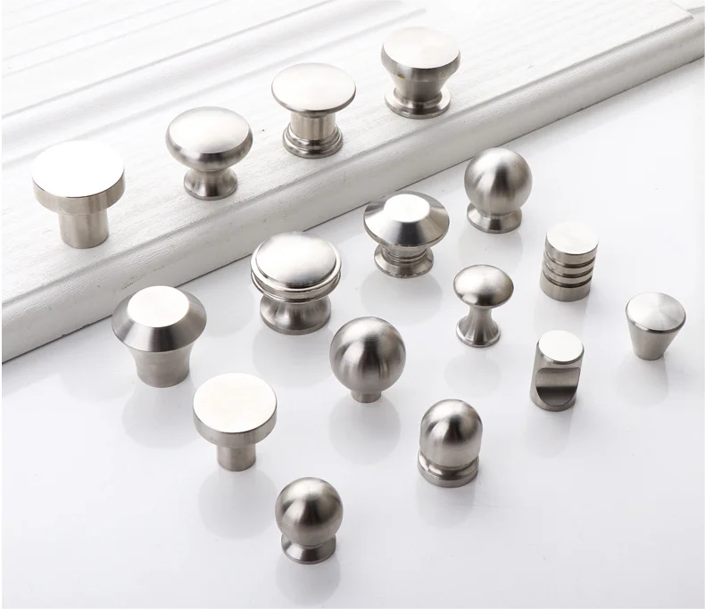 Modern simple 304 stainless steel solid single hole handle Closet drawer small knobs