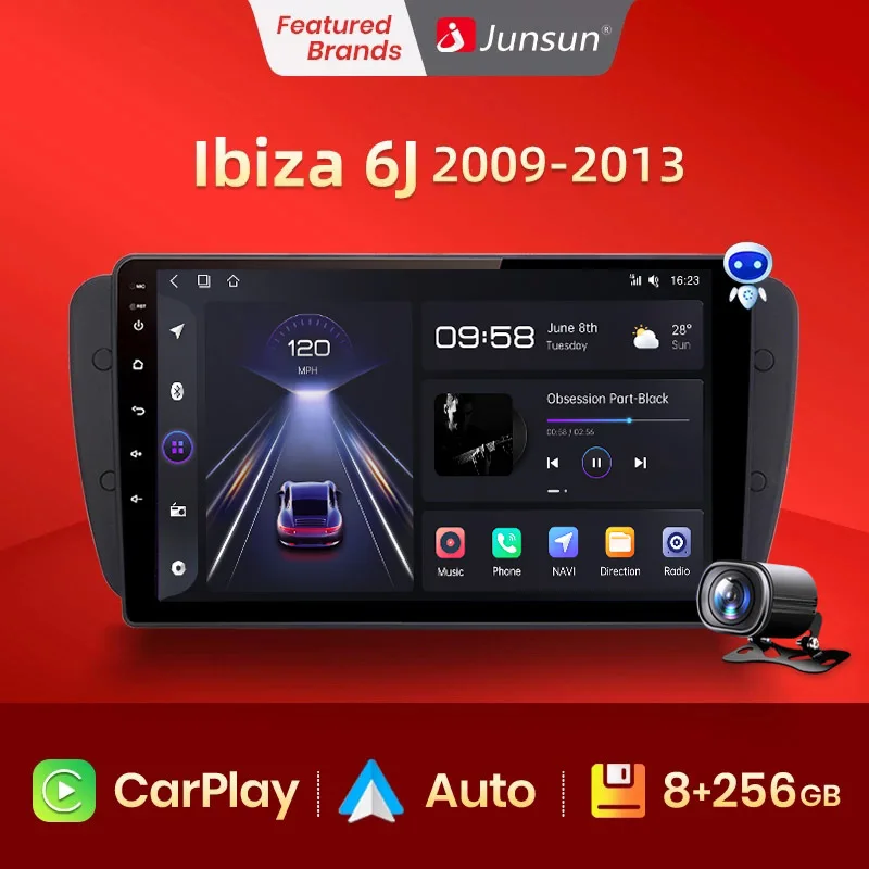 Junsun V1pro Ai Voice 2 Din Android Auto Radio Voor Seat 6j 2009 2013 2010 Carplay 4G auto