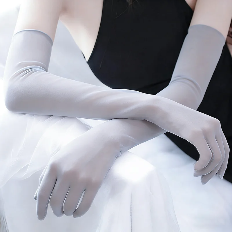Solide Nylon-Ultradünne Nahtlose Sexy Hochelastische Enge Strumpfhandschuhe Lange Sonnenschutz-Handschuhe für Frauen Tanz Party Nachtclub Cosplay – Detail 6