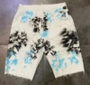Men's White Shorts Print Slim Casual Denim Shorts Jeans High Street Knee Length Shorts 1