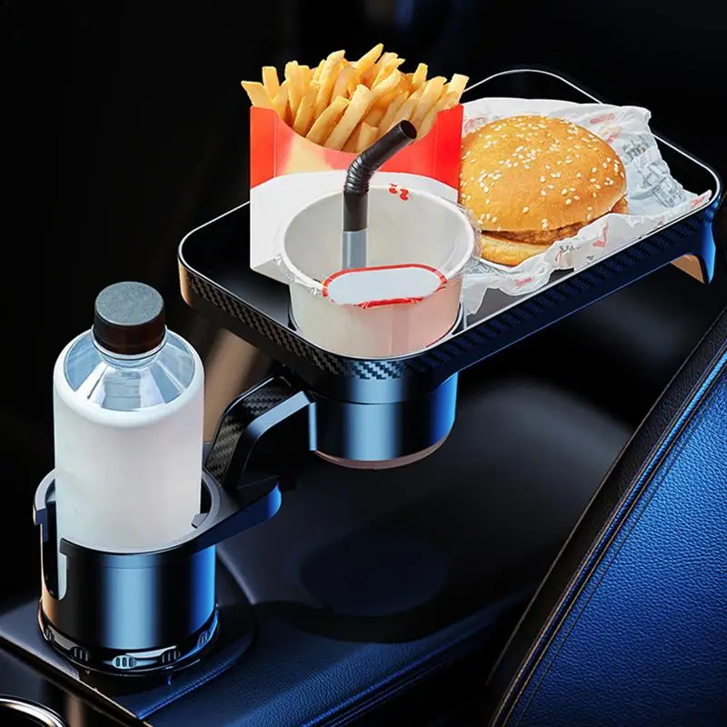 CarCupHolderWithAttachableTray360DegreeSwivelAdjustableCar
