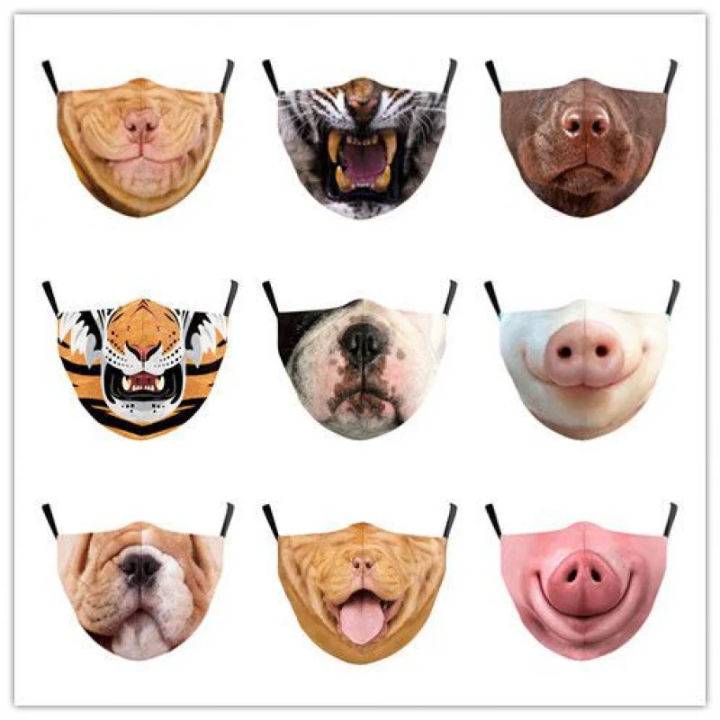 

Party Funny Mask Mask Animal Personality Expression Funny Dustproof Printed Mask Washable and Reusable
