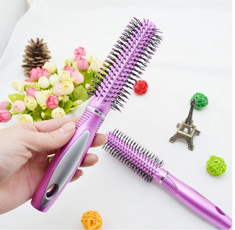 12 pieces/ lot   Purple color  High Quality Wavy Curly Hair Brush Comb Hair Care Pin Cushion Roll Round Comb 2