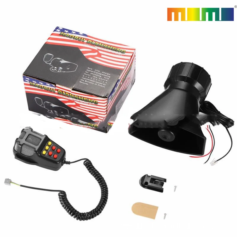 7-Sound Loud Car Warning Alarm Truck Portable Alarm Loudspeaker 12V Siren Air Horn Megaphone Police Firemen Car Horn 110DB