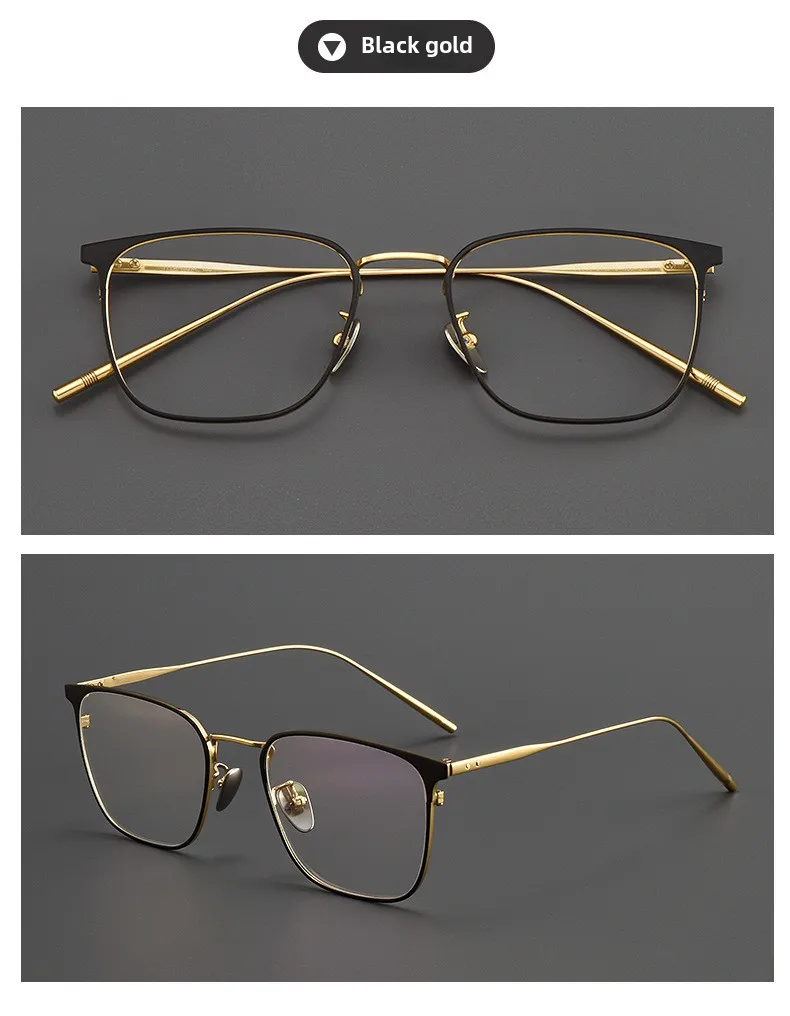 KJDCHD Ultraleichte Brille aus reinem Titan mit quadratischem Rahmen, Business-Herren-Retro-Freizeitbrille, Anti-Blaulicht-Brille – Detail 13