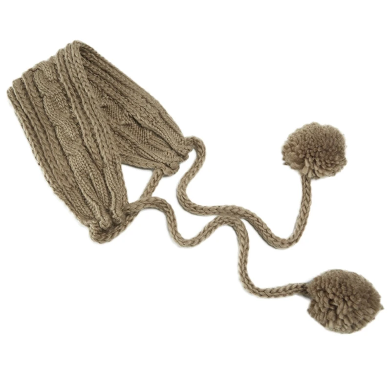 여성 남성 겨울 케이블 니트 귀마개 머리띠 솔리드 컬러 폼폼 턱 스트랩 Chunky Crochet Thermal 2 In 1 스카프 드롭 배송