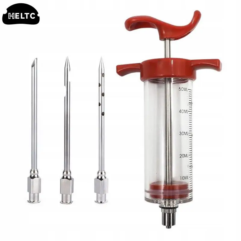 1set Spice Syringe Marinade Injector Flavor Syringe Cooking Meat Poultry Turkey Chicken Kitchen Utensils Accessories BBQ Tool meat injector syringe
