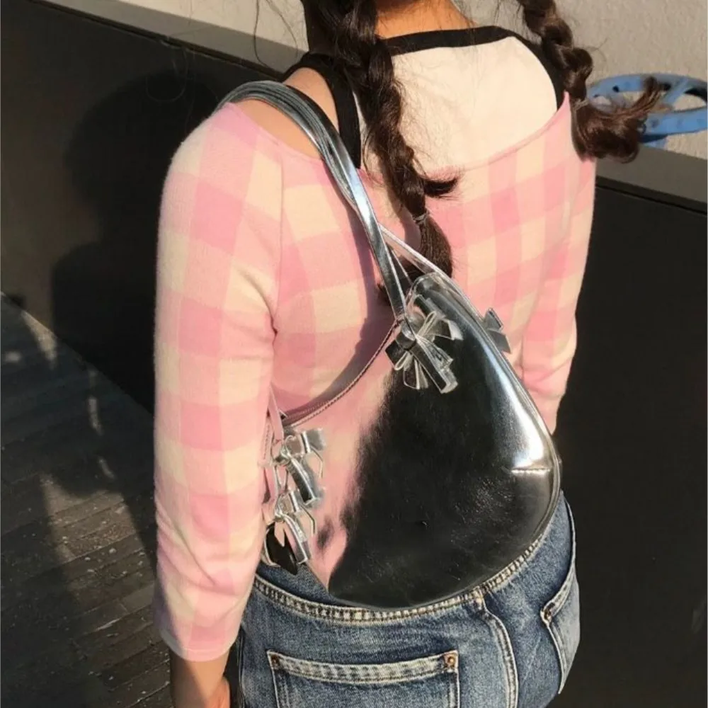 JIAERDI Sweet Cute Pink Handbag Women New Harajuku Bow Chic Y2k Bags Purse Ladies Fairycore Aesthetic Underarm Bag Bolso Mujer