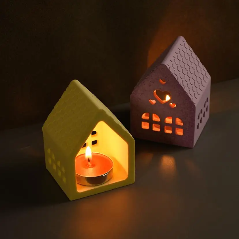 1 Pcs DIY Glue Drop Mold Love House Candlestick Silicone Mold Gypsum Candle Decoration Mold LS