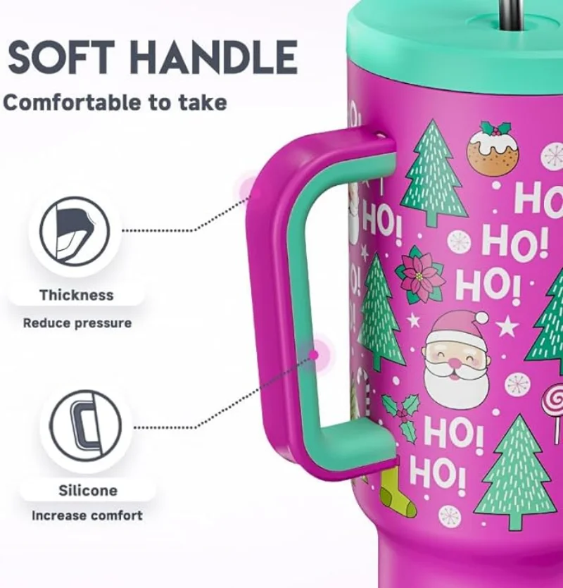 Stainless Steel Thermos Cup Meoky 40oz Christmas Vacuum Cup Large Capacity Tumbler With Lid Portable Coffee Car Mug Juice Milk