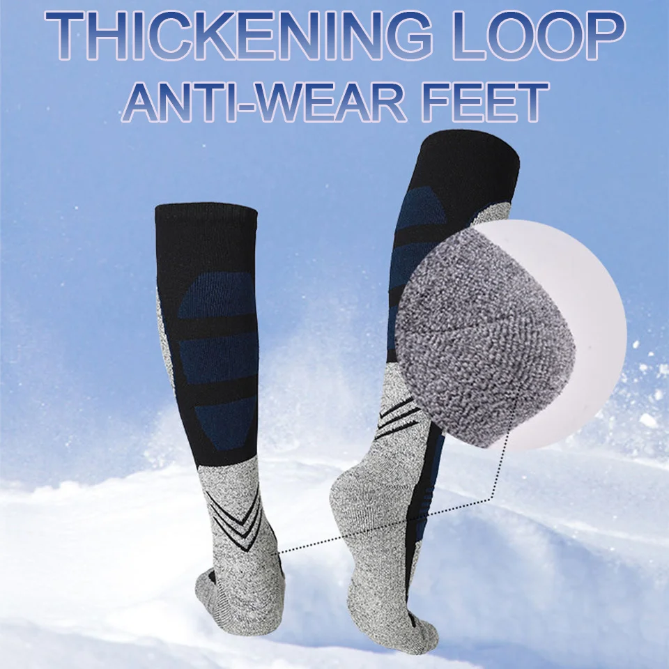 KoKossi Winter Mountaineering Skiing Socks Soft Thickening Heightening Breathable Men Women Towel Bottom Socks Long Tube Outdoor