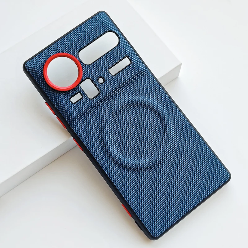 ELVEV Magnetic Luxury Weave PU Leather Anti-Fall Phone Case with Wireless Charging Compatibility