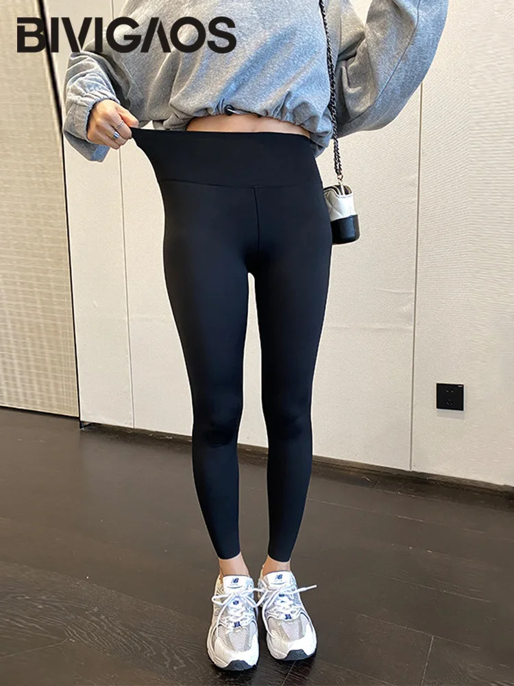 Spring Black High-Waist Slimming Fitness Leggings