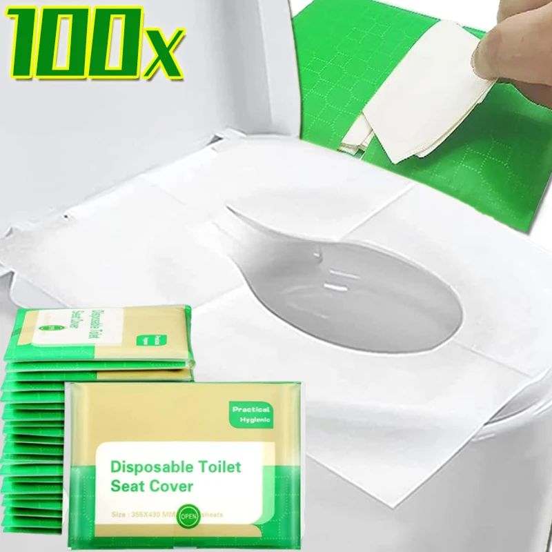 

10/100PCS Soluble Water Toilet Seat Covers Bathroom Disposable Toilet Mats Portable Travel Camping Hotel Toilet Seat Paper Pads