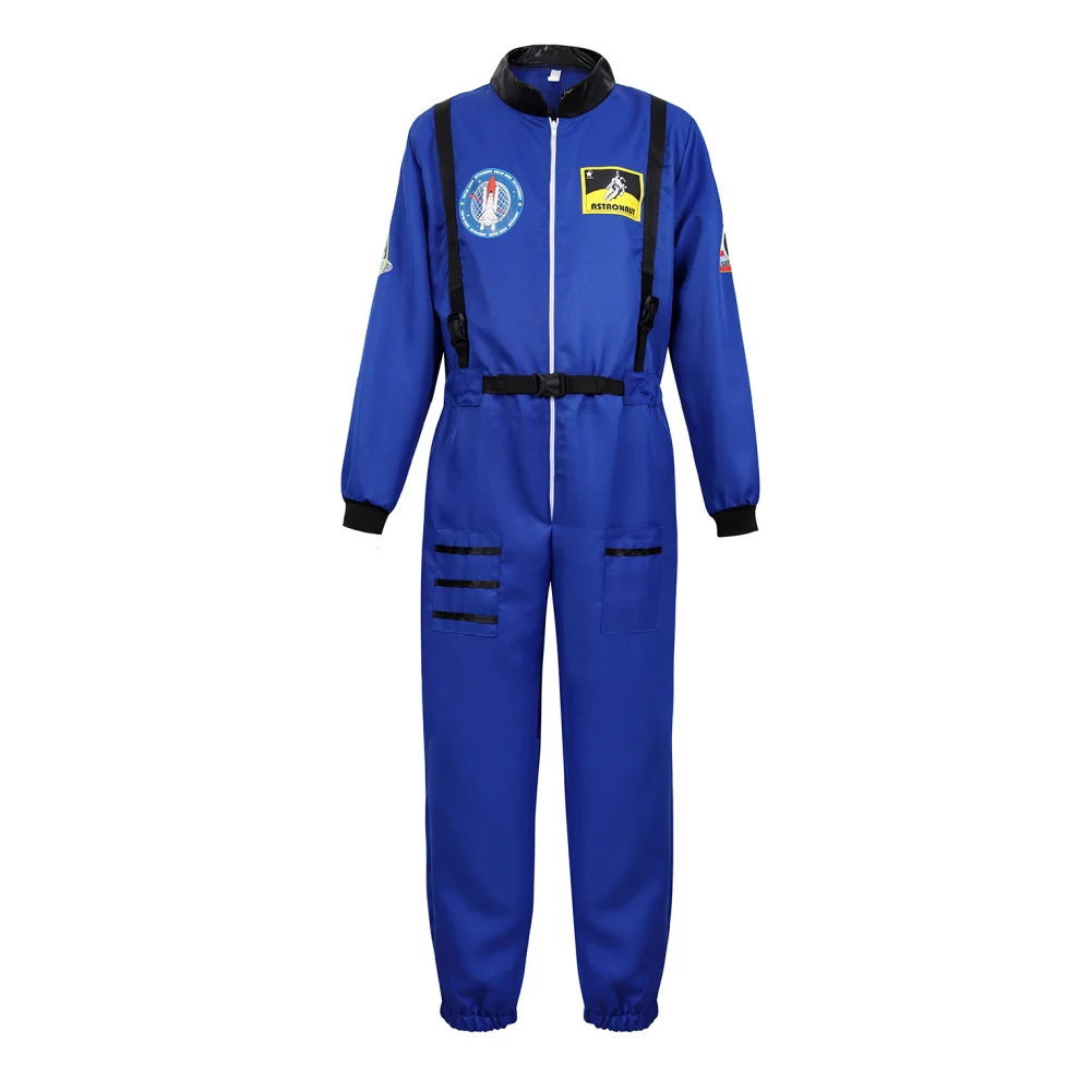 

Astronaut Costume for Adult Zipper Uniform Men Astronaut Flight Space Suit Jumpsuit Halloween Cosplay Overalls Blue White Orange