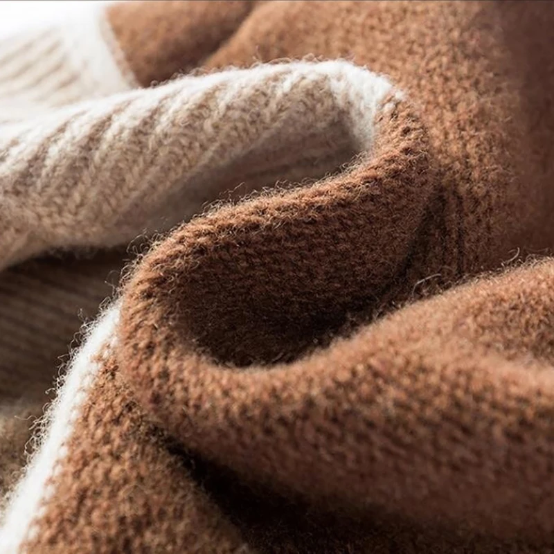 Cappello in pile lavorato a maglia in morbida lana per donna Berretti larghi e larghi Autunno inverno caldo berretto con teschio alla moda a blocchi di colore all'uncinetto_voghion.com